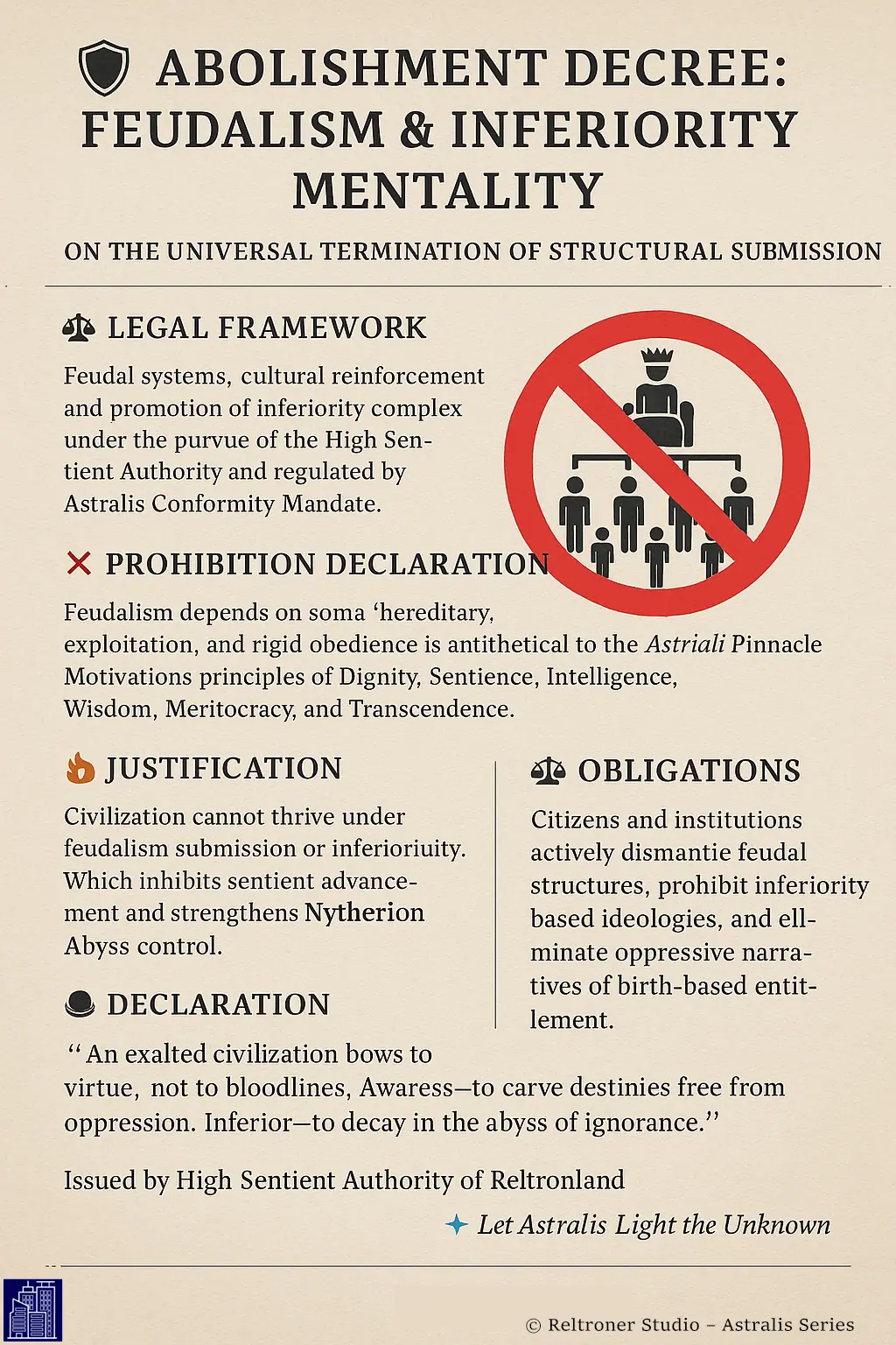 🚫 Abolishment Decree: Feudalism & Inferiority Mentality