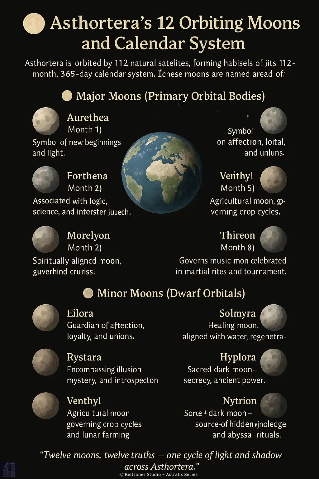 🌕 Asthortera's 12 Orbiting Moons and Calendar System