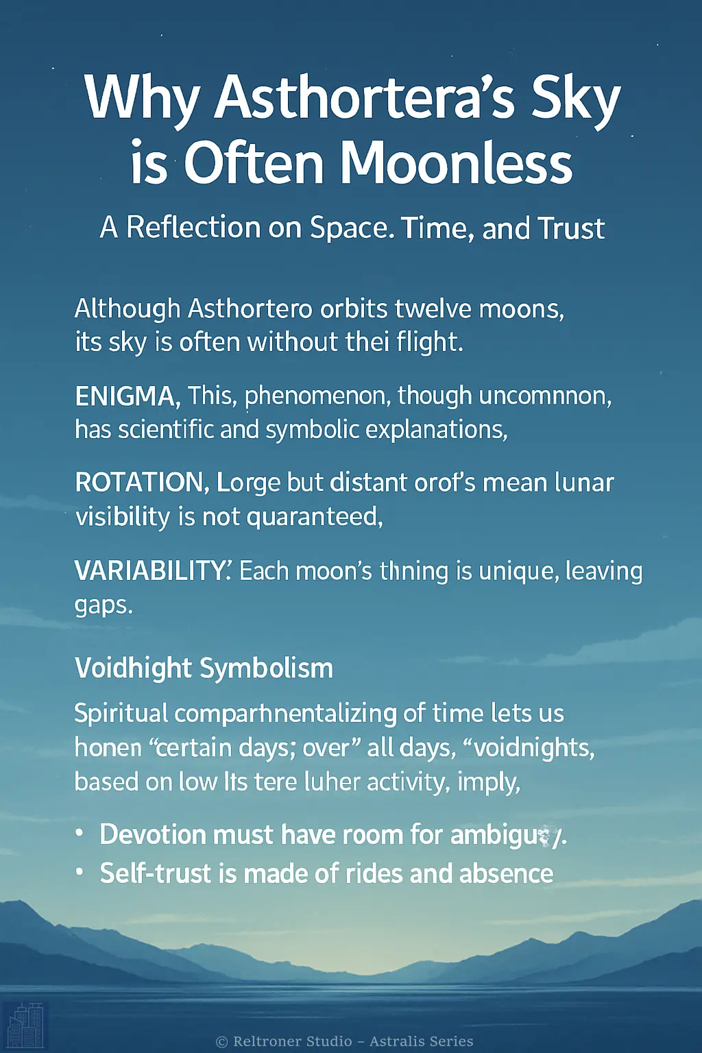 🌌 Why Asthortera's Sky Is Often Moonless: A Reflection on Space, Time, and Trust