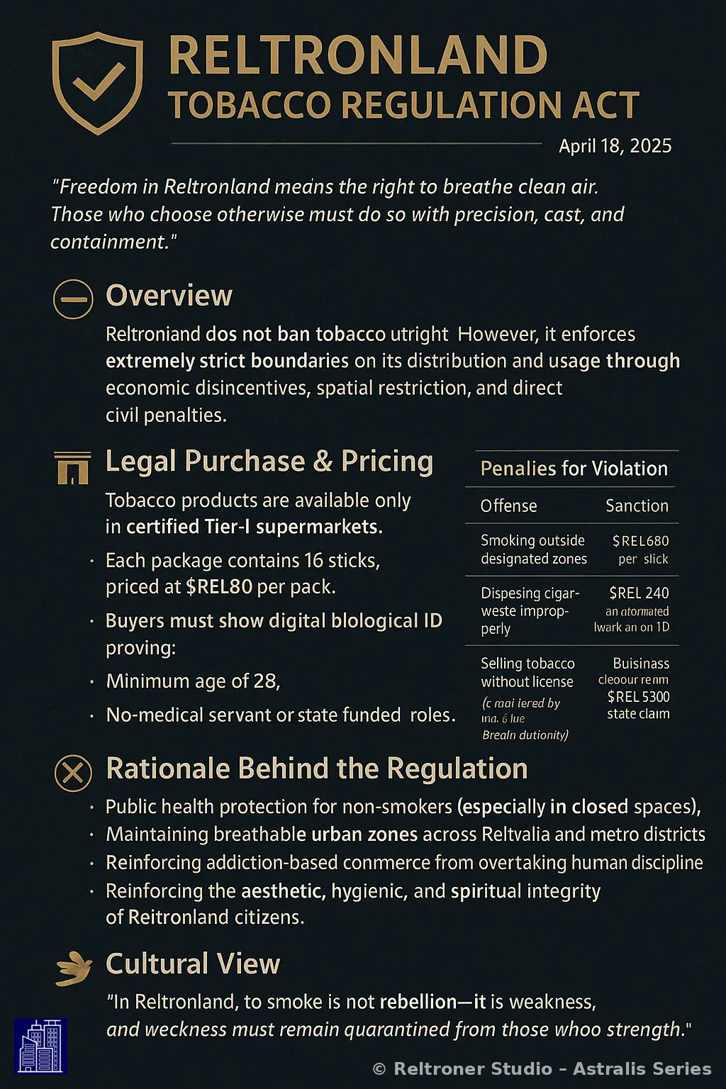 🛡️ Reltronland Tobacco Regulation Act