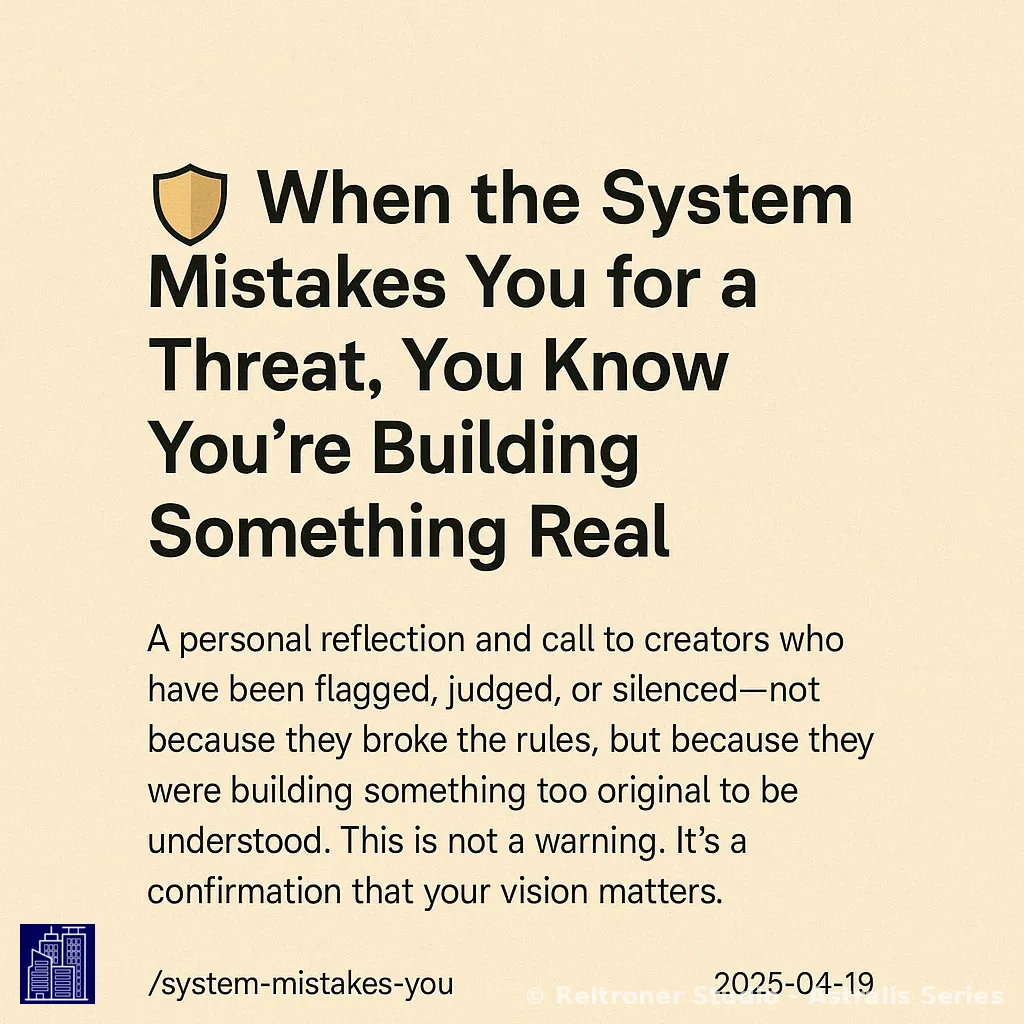 🛡️ When the System Mistakes You for a Threat, You Know You’re Building Something Real